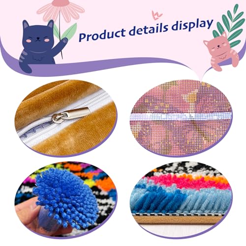 Image of veirousa Butterfly Floral Latch Hook Kits for Adults Beginners DIY Crochet Pillow Kit Pre-Printed Pillowcase Hook and Latch Rug Kits Needlework Cushion Cover for Home Sofa Decoration 17x17 in.