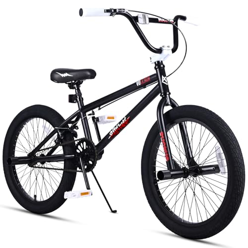 vollsch Freestyle BMX Bikes 20 Inch Kids Bicycle for 8-15 Years Old Teens, Boys, Girls, Beginner-Lever Riders, Matt Black with Black Tires