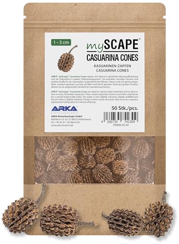 ARKA mySCAPE-Casuarina Cones - 50 pièces - Conditionneur d'eau Naturel, crée des Conditions similaires à celles des Tropiques dans Les Aquariums d'eau Douce, idéal pour Les crevettes.