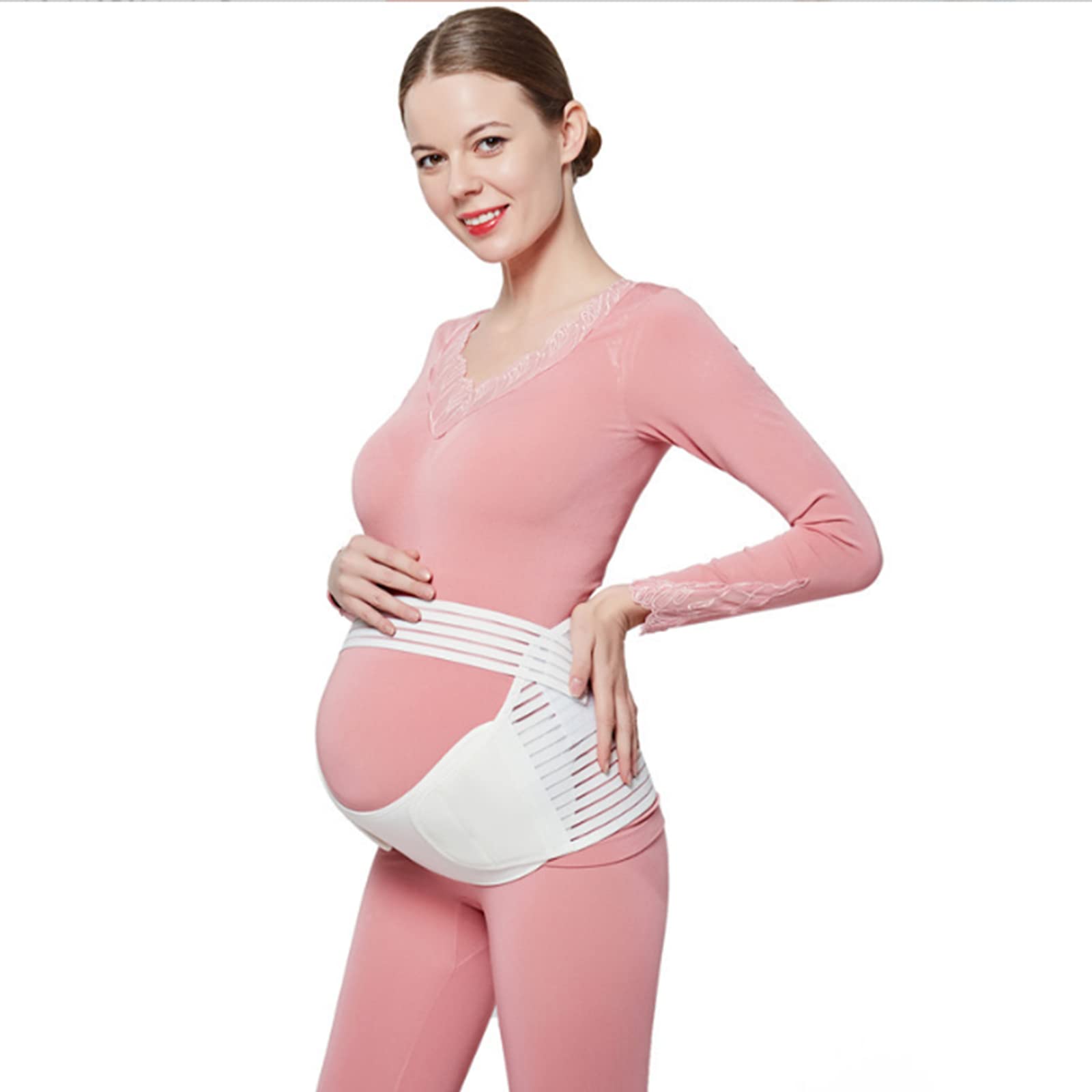 BATLAM 3-in-1-Bauchbänder für Schwangere, Schwangerschaftsstützbandage, atmungsaktiv und verstellbar, weiß, Mutterschaft (M, L, XL)