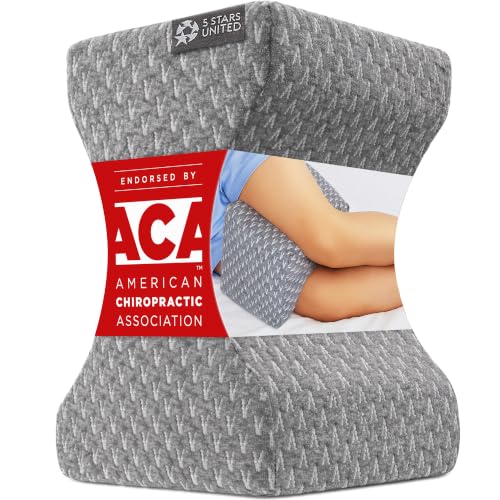 Image of 5 STARS UNITED Large Knee Pillow for Side Sleepers - Hip Pain Relief, Memory Foam Leg Cushion for Side Sleeping - Between Legs Pillow for Sciatica & Lower Back Pain, Gray