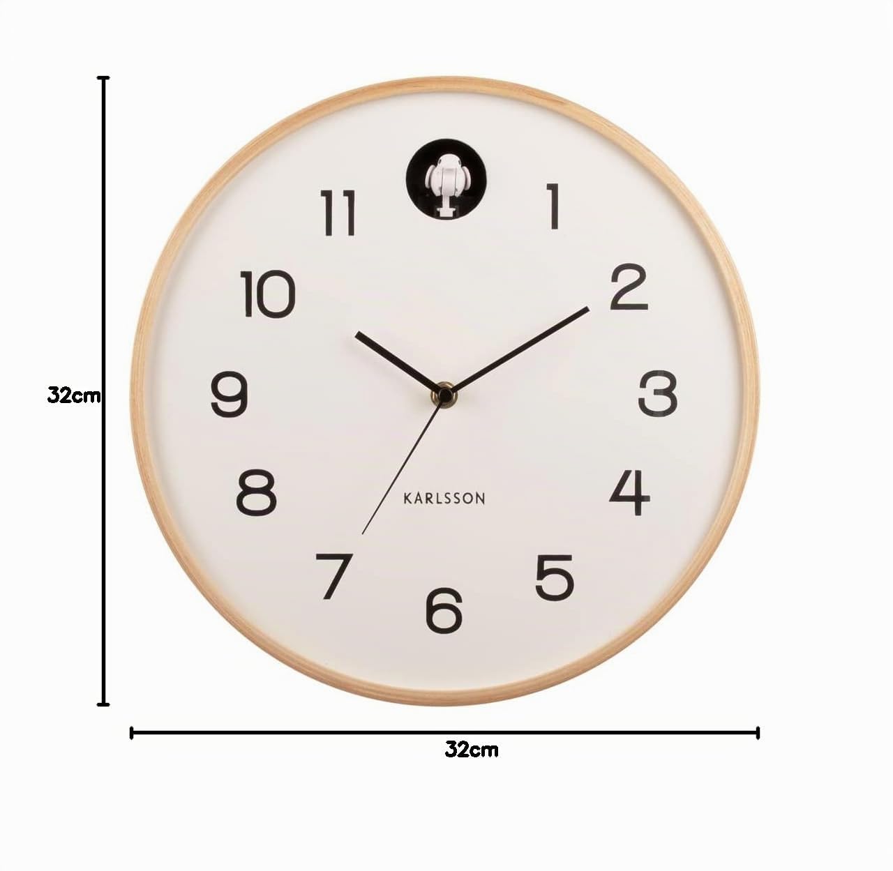 Karlsson [SA2023/12] Horloge Murale en Bois de Bouleau Naturel Cuckoo Blanc