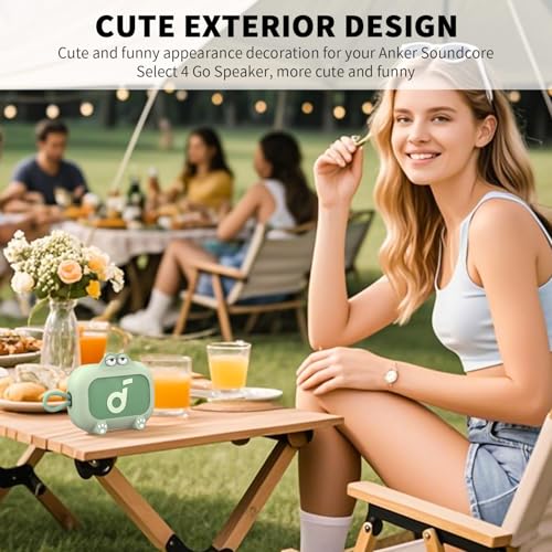 Image of for Anker Soundcore Select 4 Go Speaker Cartoon Cute Silicone Case Cover, Anti Scratch Shockproof Protective Skin Cover Compatible with Soundcore Select 4 Go Bluetooth Shower Speaker (Green)