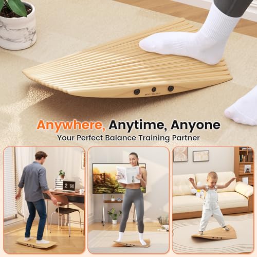 Image of 360 Wobble Balance Board for Standing Desk，Anti-Fatigue Rocker Board to Improve Focus, Burn Calories & Simulate Surfing & Skateboarding at Home or Office，Also Foot Strengthener & Stretcher for Plantar Fasciitis Relief.