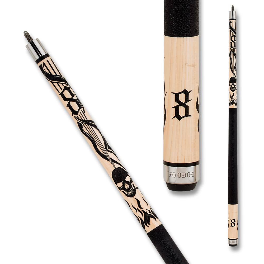 VOODOO Billiards Pool Cue Stick - Bone - Smoking Skull - 21oz