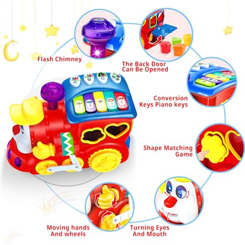 Image of Baby Toys for 1 Year Old Boy Girl Gift Musical Train Baby Toys 6-12 12-18 Months,Early Educational Learning Montessori Kids Toys with Blocks /Light Toddler Christmas Birthday Gifts for 1 2 3 Year Old