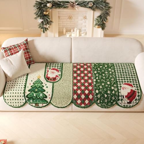 Funda de sofá navideña de felpa protector de muebles de 3 cojines lavable 2