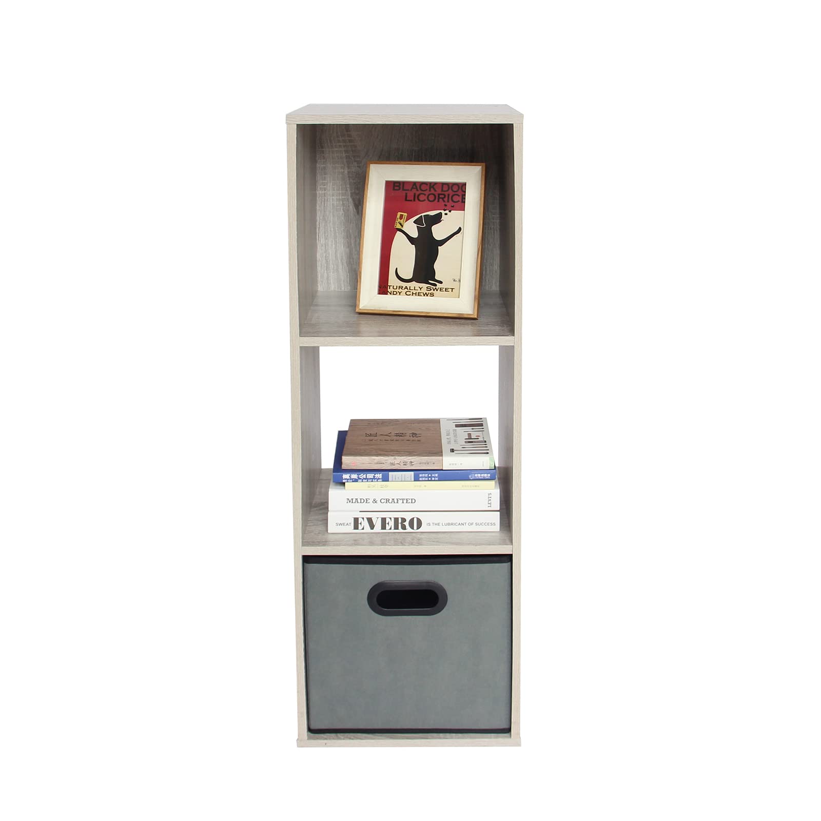 PACHIRA E-Commerce Storage Bookcase Wooden, Unit Shelf, Closet Cabinet, DVD Rack Bookshelf File Organizer Rack in Living Room, Bedroom, Study, Each Cube 11.22“, 3 Cube, Oak Grey