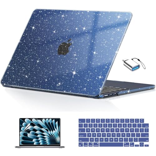 Image of EooCoo for MacBook Air 13 inch Case M5 /M4 /M3 /M2 2026-2022, Sparkly Midnight