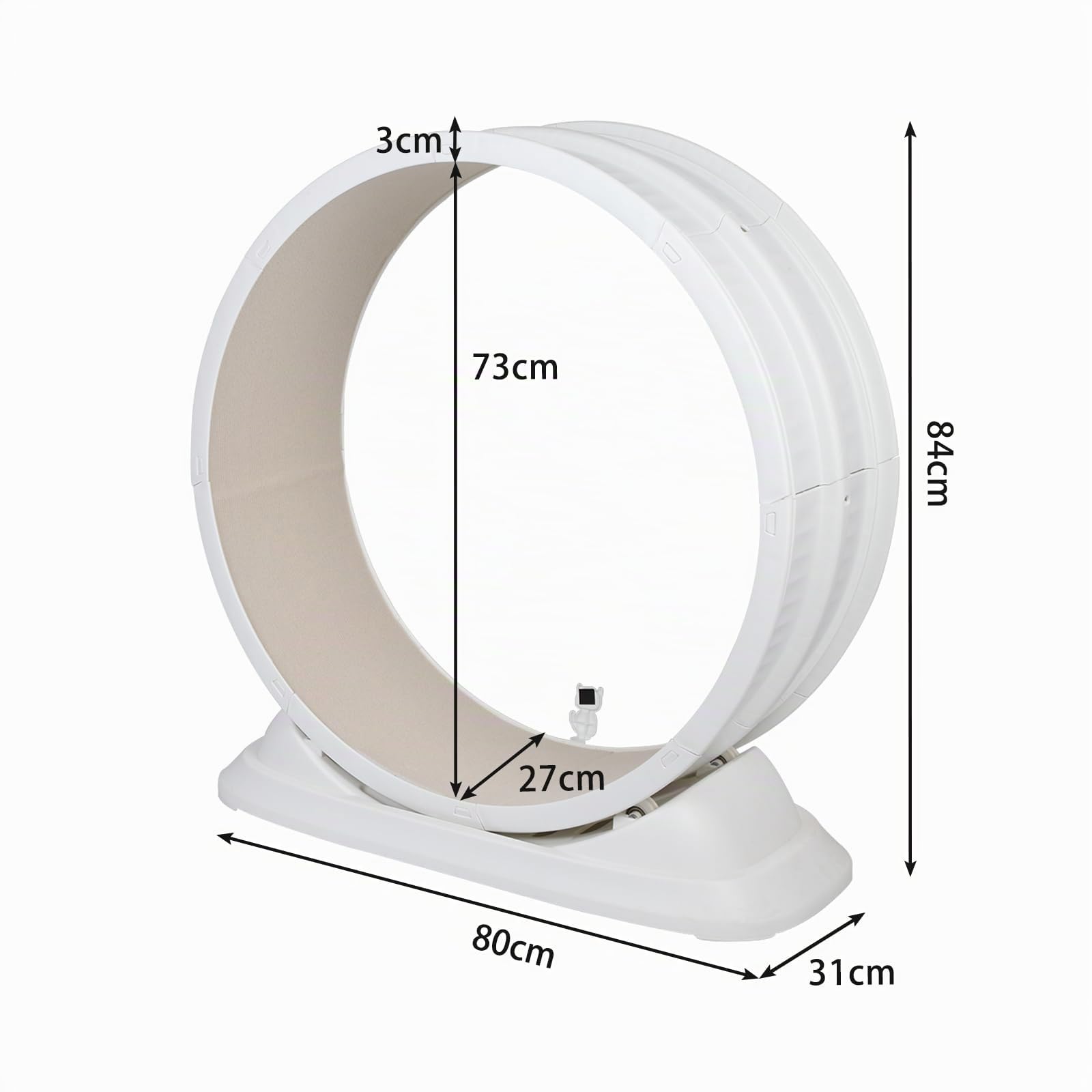 OHMG - Rueda de Ejercicio para Gatos de 80 cm, Cinta de Correr de Plástico con Moqueta, Súper Silenciosa - Juguete de Interior (85 x 80 x 33 cm)