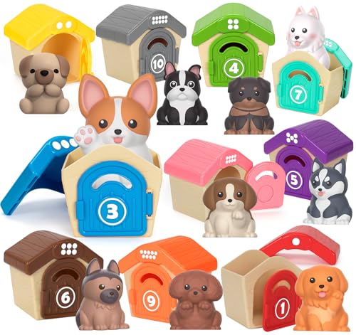 Image of Learning Toys for Toddlers 1 2 3 Year Old Toddlers, 20Pcs Puppy Finger Puppets for Kids, Montessori Counting, Matching & Sorting Toy, Christmas Birthday Gifts for Baby Boys Girls Age 12-18 Months