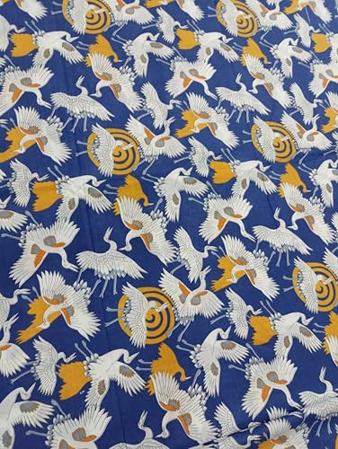 Image of Doraya Pure Cotton Dress Making Fabric Sanganeri Print Jaipuri Hand Block Printed Unstitched Dress Material for Women Blouse /Plazzo,Kurti /Lehenga Piece Womens 43 inch Inches Width (Blue 4, 5 Meter)