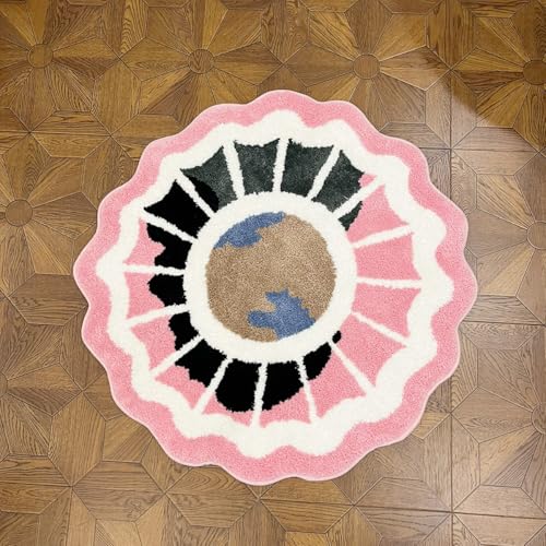 Tapete redondo tufted rosa LAKEA 35.4x35.4 pulg miniatura 3