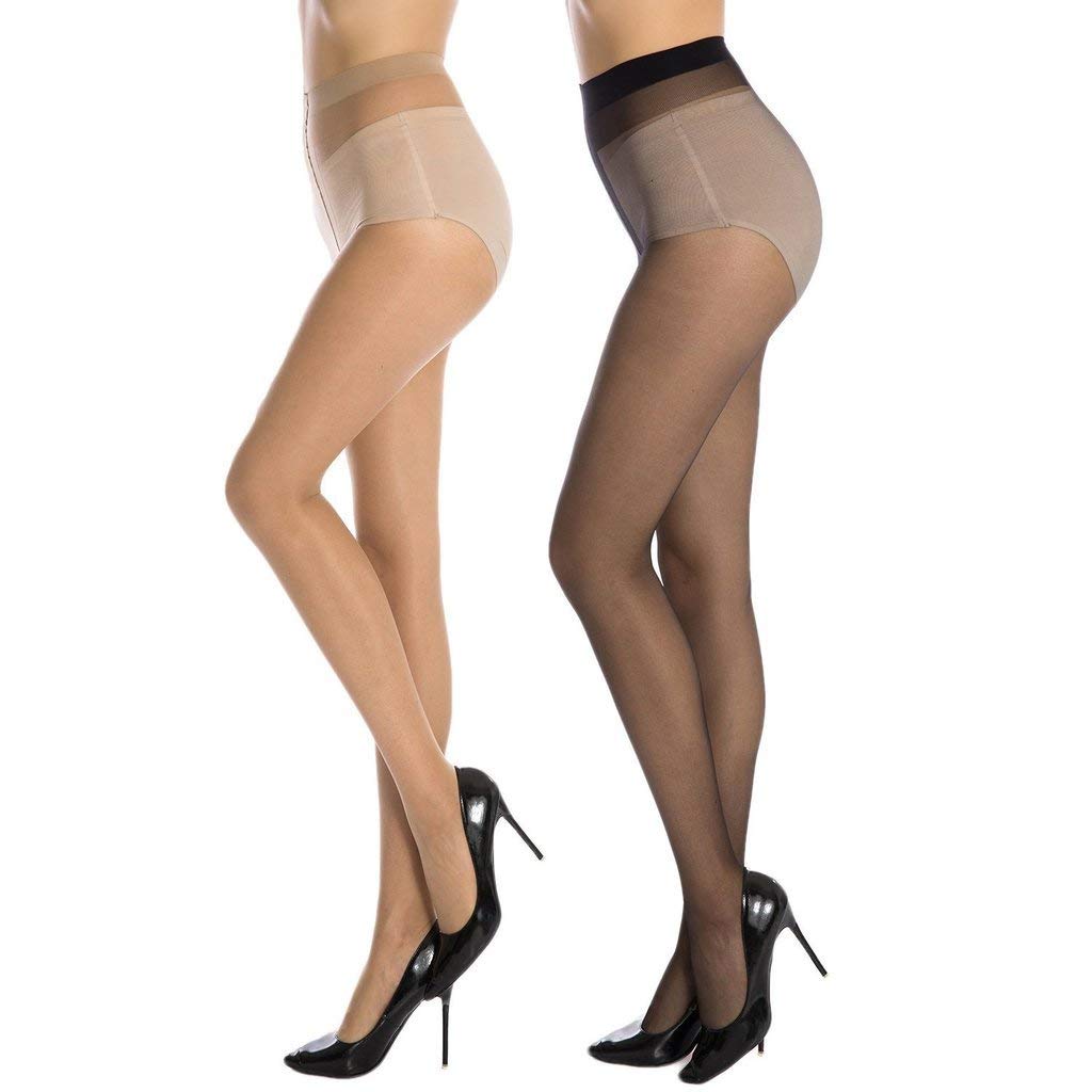 Women High Waist Skin & Black Sheer Stockings (Multicolour, Free Size)