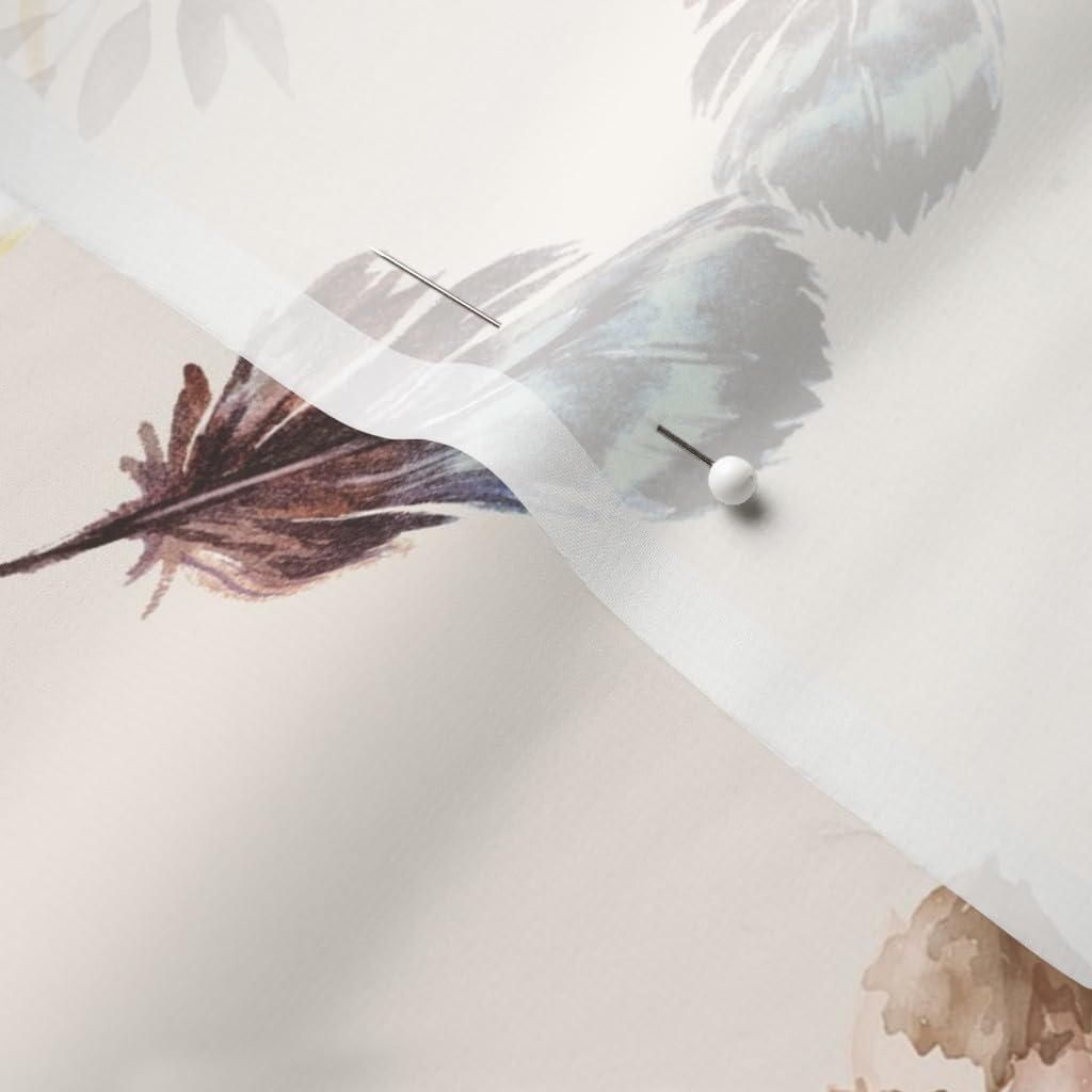 Spoonflower Fabric - Western Autumn Florals Ivory Rustic Floral Watercolor Boho Chic Printed on Chiffon Fabric by The Yard - Sewing Fashion Apparel Dresses Home Decor