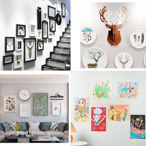 Image of 24 Pairs Large Picture Hanging Strips Removable Damage Free Hook and Loop Tape Sticky Picture Hangers for Wall Hanging Pictures Without Nail White Adhesive Strip
