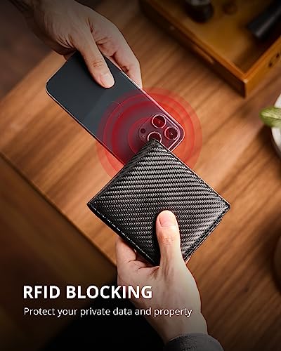 YESIIW Apple Airtag Wallet Men Slim: Air Tag Wallet with Airtag Holder, RFID Blocking, Bifold, Front Pocket, Minimalist Card Wallet, Carbon Fiber Wallet2