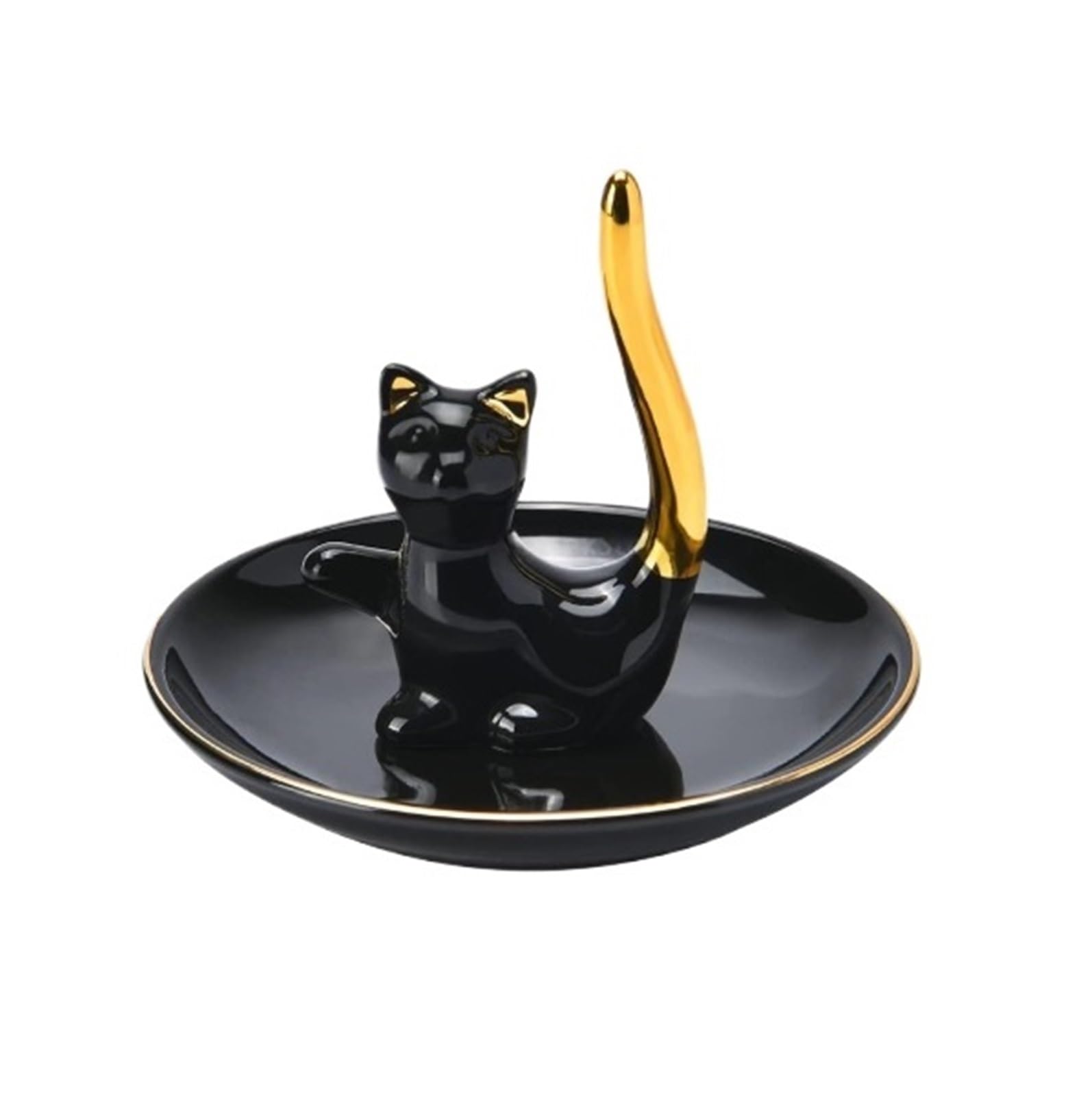 RRYPBOVG Ceramic Jewelry Dish Ceramic Trinket Tray Cat Ring Holder Animals Jewelry Entrance Key For Necklace Anniversary Engagement