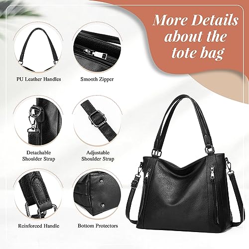 Image of UBORSE Tote Bags Women Purses and Handbags Top Handle Soft Shoulder Bag Ladies Designer Vegan Leather Satchel 2pcs Purse Set