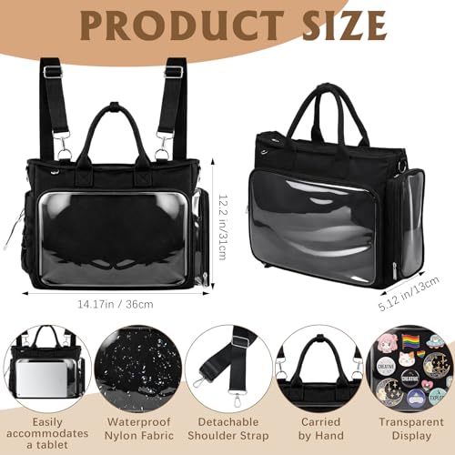 Bolsa Tote Grande Ita Mochila Bandolera Negra Kawaii miniatura 4