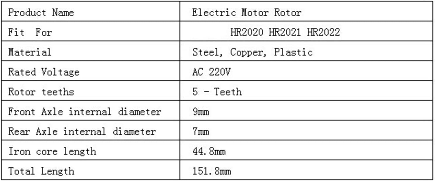 AC 220V 5-Tooth Drive Shaft Electric Armature Rotor for HR2020