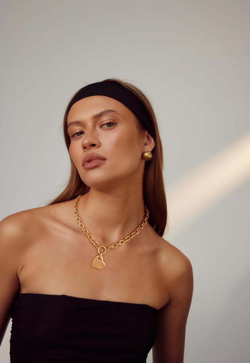 CLASSYZINT Gold Heart Pendant Necklace for Women Puffy Heart Necklace Beads Chain Necklace Statement Necklace Trendy Jewelry - Image 2