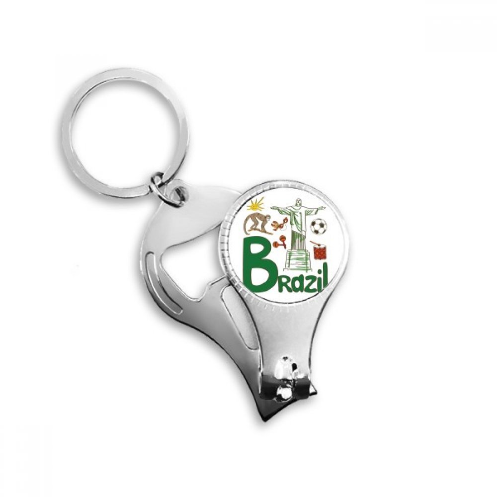 Porte-clé décapsuleur Brésil compact en métal pour l'ouverture des canettes et bouteilles