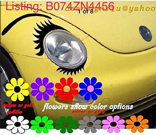 Car Eyelashes Vinyl Conforming Decals Usa 7 Yr Warranty Customized Fit To Oval Headlight Vw Mini Fiat Usa #TOP2