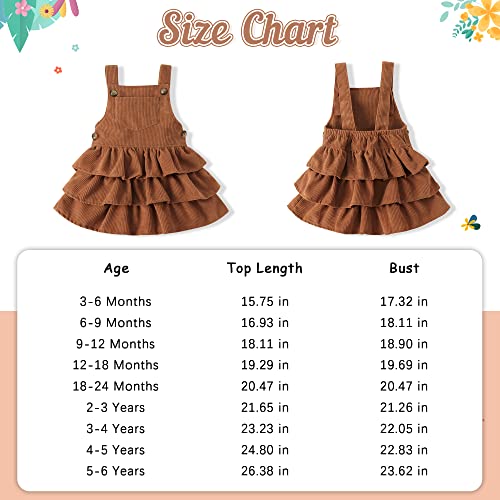 Toddler Baby Girl Dress Strap Dresses Layer Cake Princess Skirt With One Pocket Kids Fall Winter Clothes (Coffee, 4-5T) #TOP3
