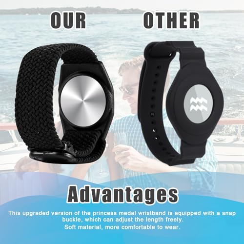 Image of PEUTIER 4pcs Holder for Princess Cruise Medallion, Adjustable Braided Wristband Bracelet for Princess Medallion Holder Accessories Comfortable & Breathable Watch Band fit Men Women