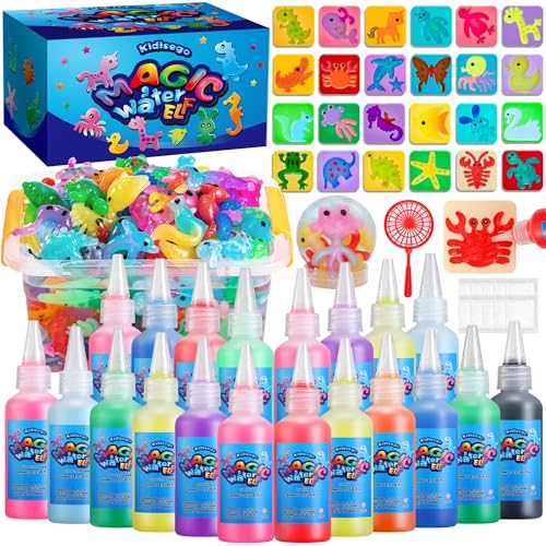 Image of Kidisego Aqua Fairy Water Gel Kit for Kids, Magic Water Elf Toy Kit with 20 Colors Magic Gel, Aqua Fairy kit with 24 Shape Molds, Crate Your Own Magic Elf Kits Water Pets Craft Kits for Kids