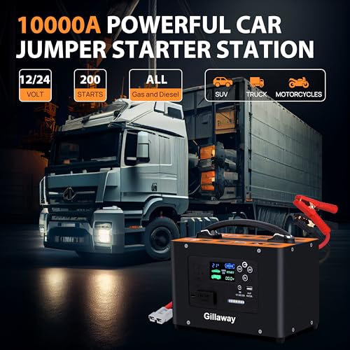 10000A Jump Starter, 24V 155WH Car Jump Starter Battery Pack for All Gas & All Diesel Engine, Portable Truck Jump Starte - Additional View