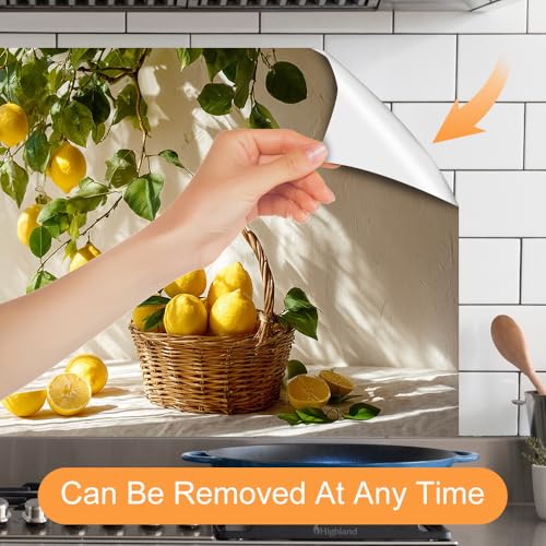 Image of Lemon Branch Basket Backsplash Peel and Stick, 35.4x23.6 in