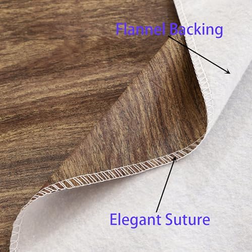 Image of Walrus Heavy Duty Vinyl Tablecloth with Flannel Backing Waterproof Oil-Proof Plastic Table Cloth Stain-Resistant Wipeable Rectangle or Square Table Cover for Indoor and Outdoor (Wood, 60X84 Inch)