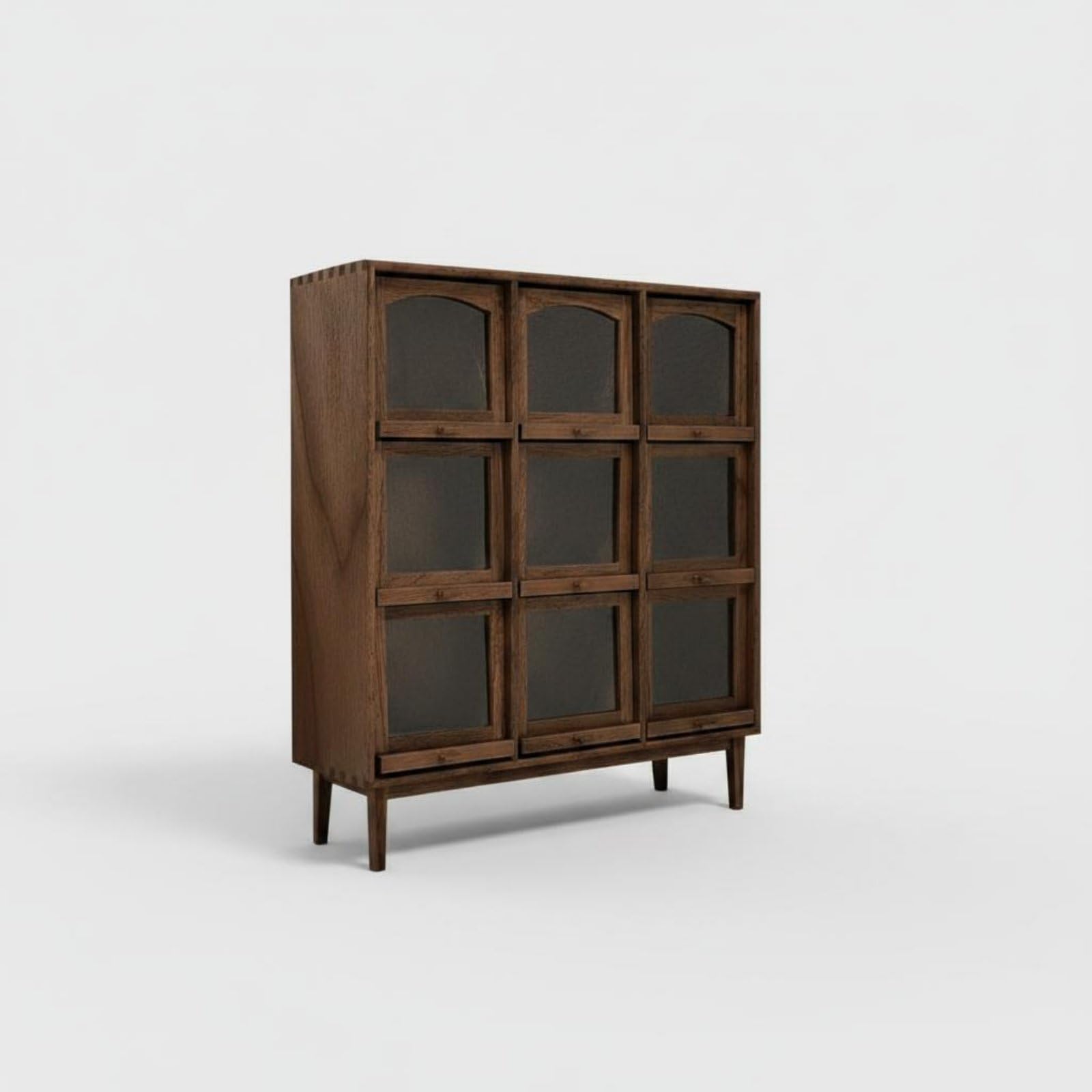 Miniatura Armadietto Scaffale Vetrinetta Credenza Legno con 9 Scomparti per Accessori Stile Rustico Giapponese Adatto per Casa Delle Bambole 1 12, 178x58x207 Mm, style to 1