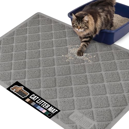 Image of Gorilla Grip Original Premium Durable Cat Litter Mat, Large 40x28, Water Resistant, Traps Litter from Box and Cats, Scatter Control, Soft on Kitty Paws, Easy Clean Mat, Gray, 1 Count, Plastic