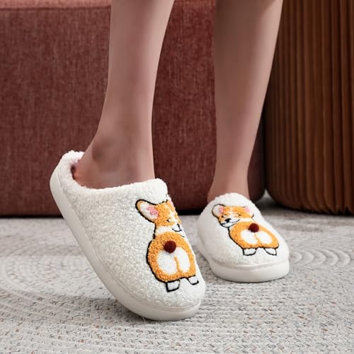 Image of LNERIP Slippers Winter Womens Mens Fluffy Plush Slippers Animals Cute Cartoon House Slippers Cuddly Warm Shoes Indoor Outdoor Girls Women