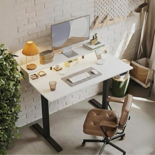 Image of TEKAVO Hirak Height Adjustable Table for Office Work | Electric Standing Table Workstation for Home Office| 60 kg Load Capacity |120L x 60W | WhiteI DIY