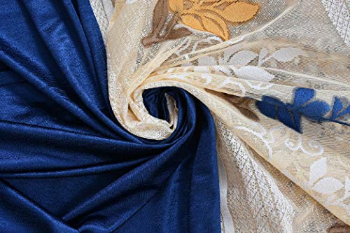 Image of LaVichitra Polyester Window Curtain with Floral Net (5ft, Navy Blue) -1 Piece
