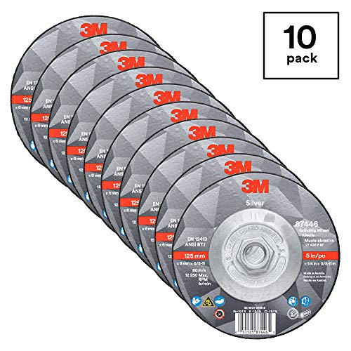 3 M silber Niedergeschlagen Center Schleifscheibe 87446, T27 Quick Change, 5 x 1/4 x 5/20,3–27,9 cm, 10 pro Innen, schwarz (10 Stück)