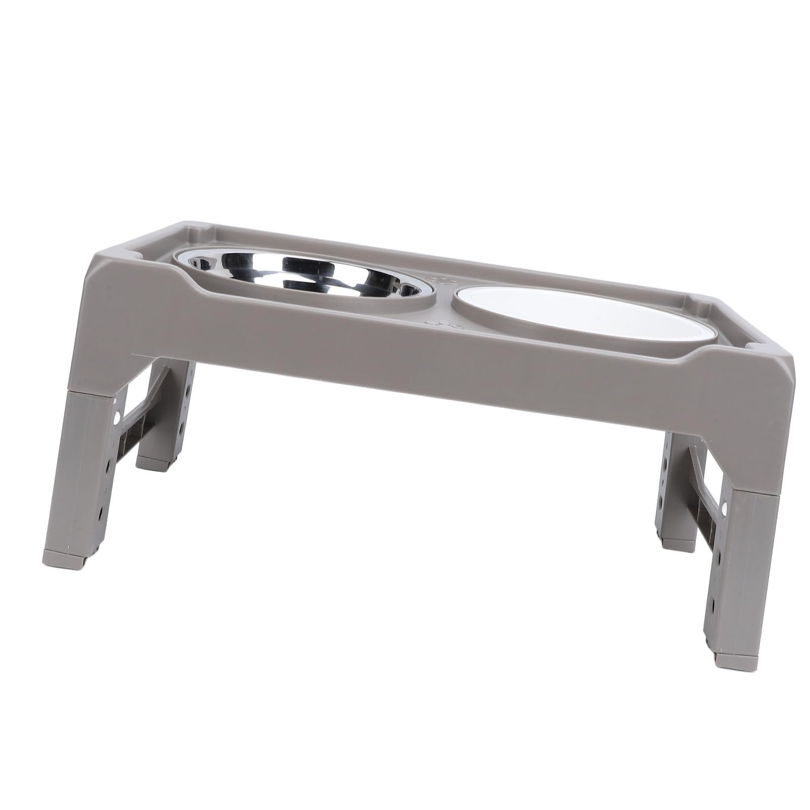 Asixxsix Gamelle Surélevée pour Chien, Hauteur Réglable sur 4 Niveaux, Gamelle Surélevée en Acier Inoxydable avec Pieds Pliables Antidérapants pour Chiens de Petite, Moyenne et Grande Taille (Grey)
