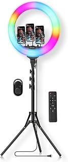 FETION 18" RGB Ring Light with Stand and Phone Holders, LED Selfie Ring Light with Remote Control, Photography Circle Lights for YouTube, Video, Vlog, Live Stream/7768