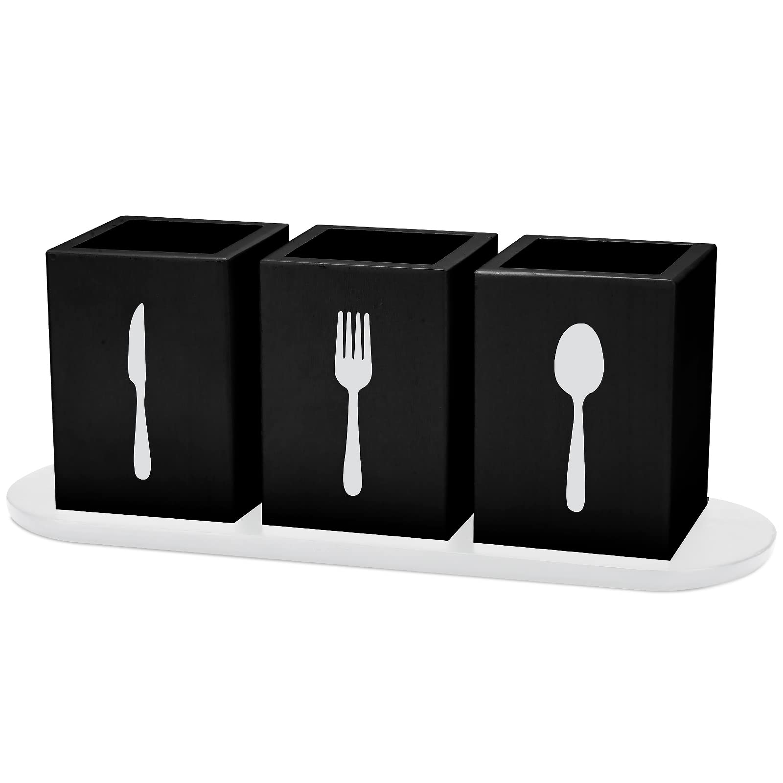 Porte-ustensiles cuisine noir Kathfly organiseur de couverts de table