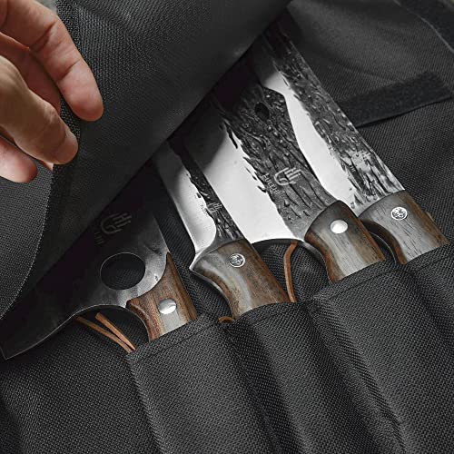 Fullhi 17Pcs Butcher Chef Knife Set Include Sheath High Carbon Steel Cleaver Kitchen Knife Whole Tang Vegetable Cleaver Home Bbq Camping With Knife Bag #TOP3