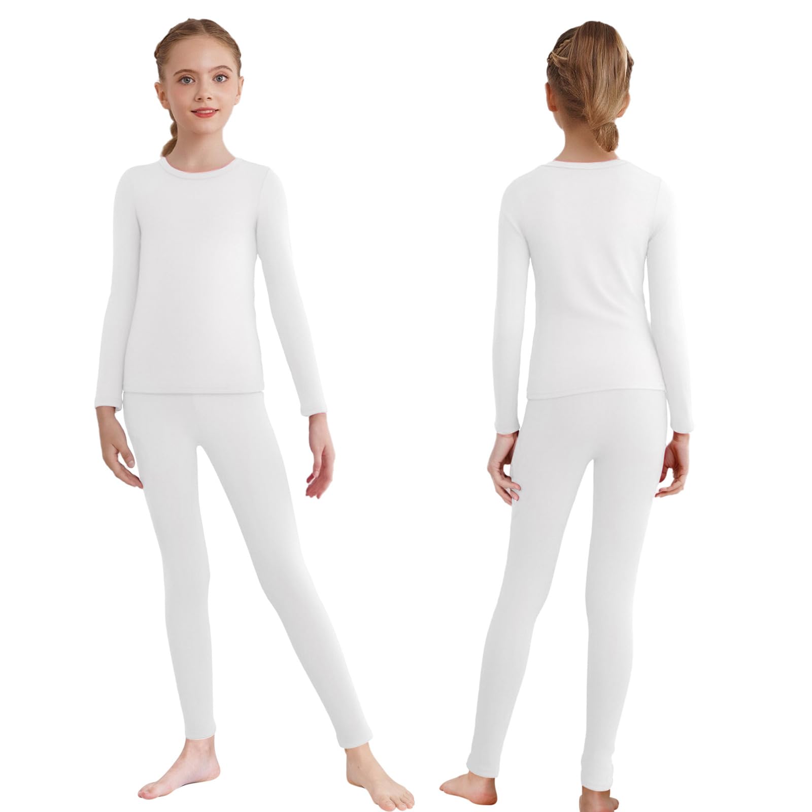 Thermal Sets for Girls Boys Long Sleeve Pullover Top with Pants