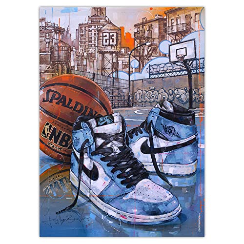Poster Air Jordan 1 University bleu JosHoppenbrouwers 50x70 cm pour deco murale