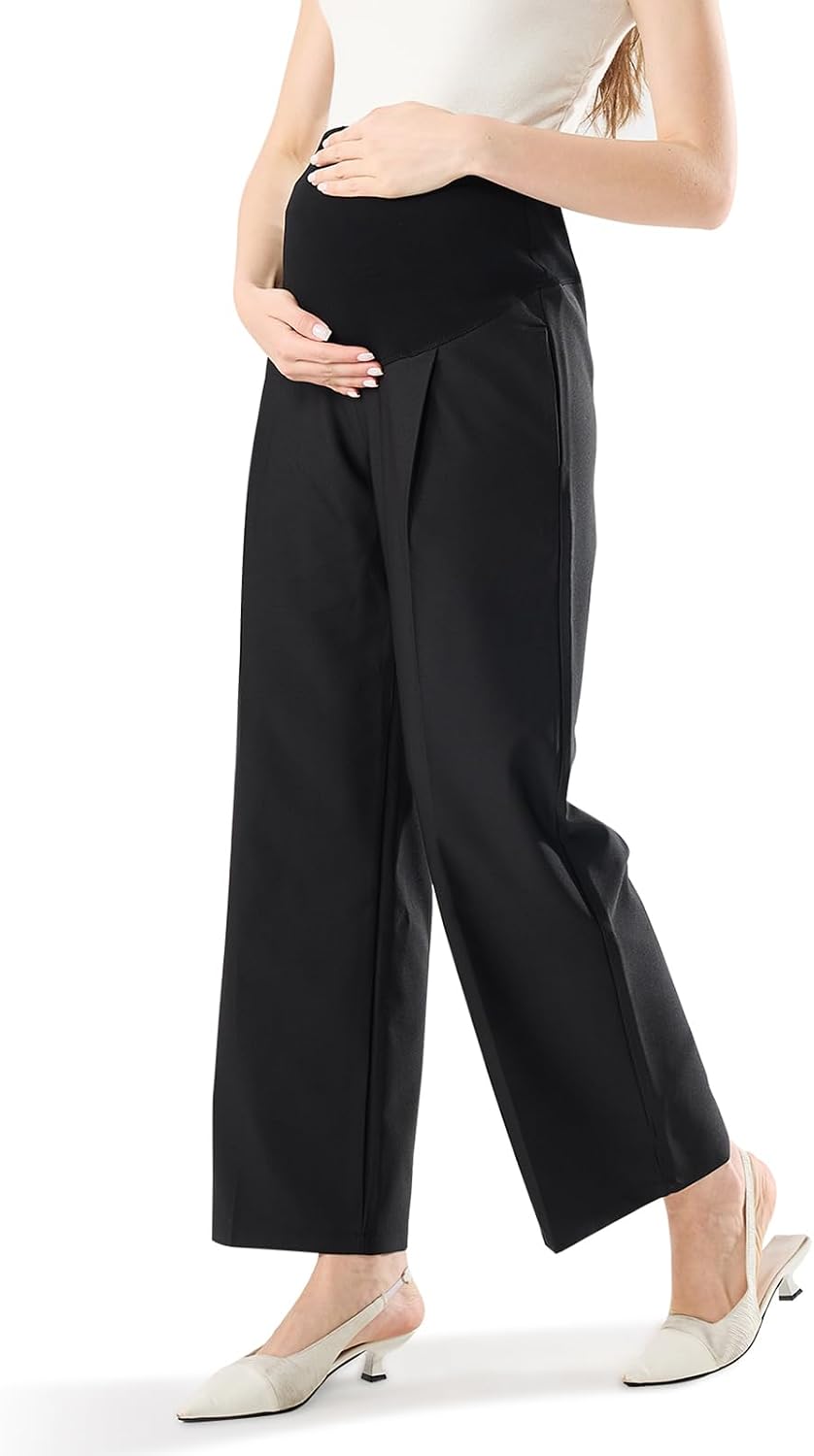 Maternity Casual Wide Leg Palazzo Comfortable Pants Capris Clothes for Work Activewear Lounge Business Casual Dress