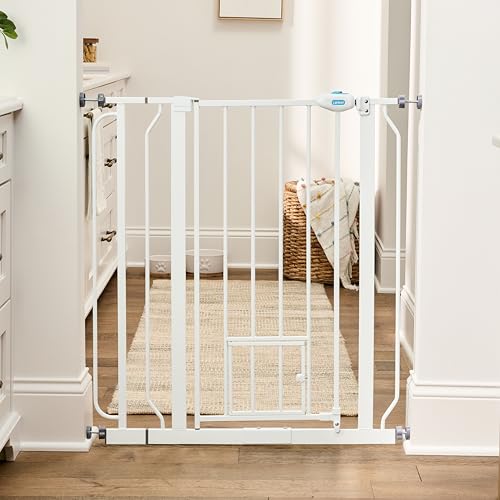 Carlson 36" Extra Tall Walk Through Dog Gate for Doorways & Bottom of Stairs, Metal Pet Gate with Small Pet Door, Expands 29.5”–36.5”, White - Image 7