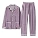 Toipkt Men's Silk Pajama 2 Piece Outfit Plaid Printed Long Sleeve Top Pants Fashion Home Loungewear