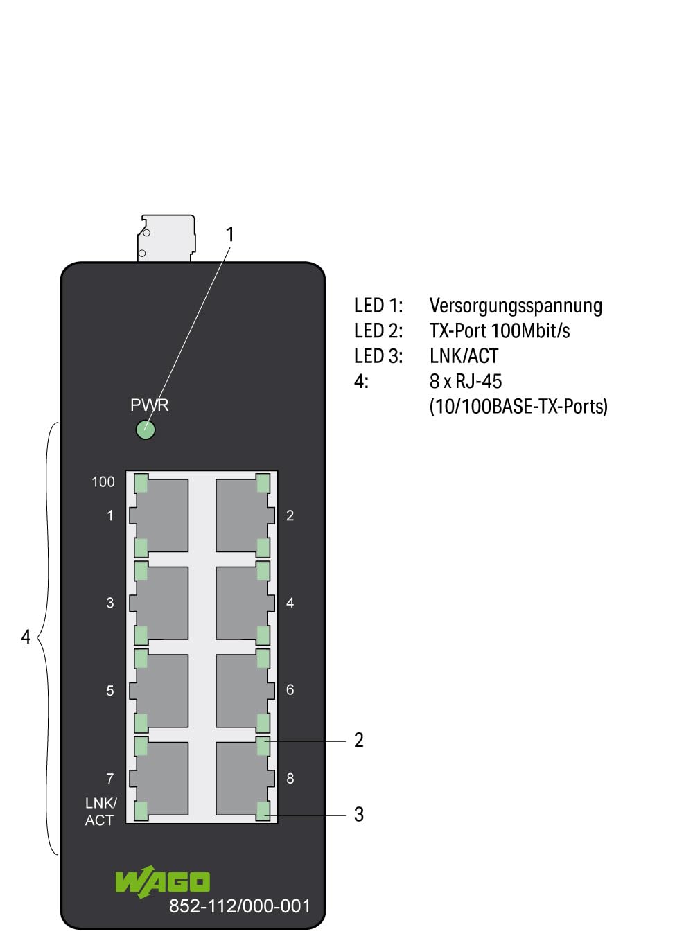 Wago Switch industriale ECO 8 porte 852-112/000-001